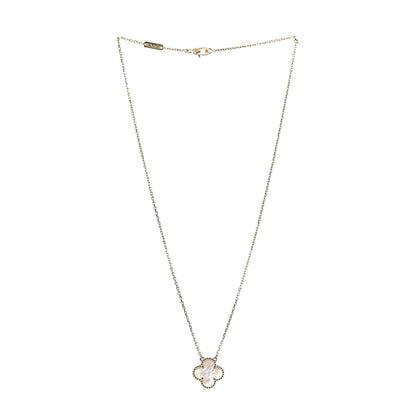 Van Cleef & Arpels 18K Yellow Gold Mother of Pearl Vintage Alhambra Pendant Necklace 3 of 8