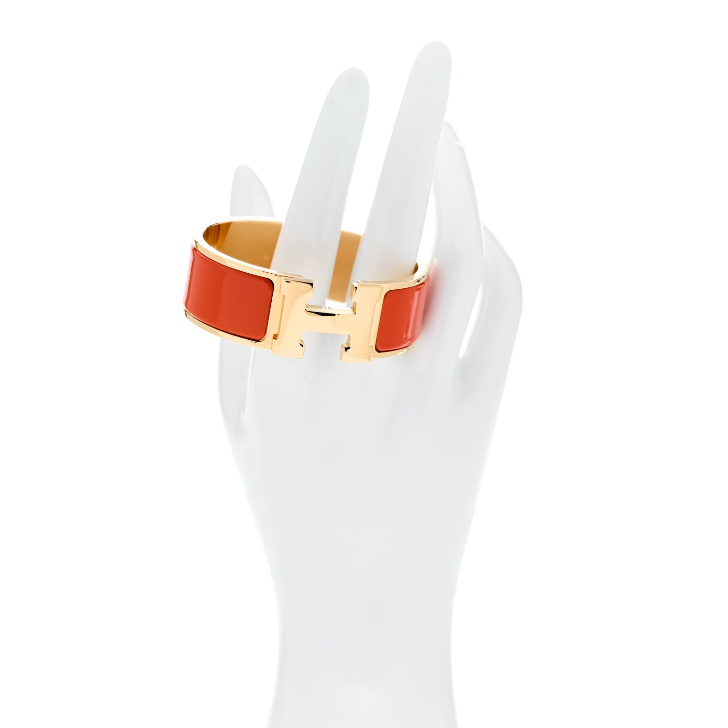 Hermes Enamel Wide Clic Clac H Bracelet PM Orange 2 of 4