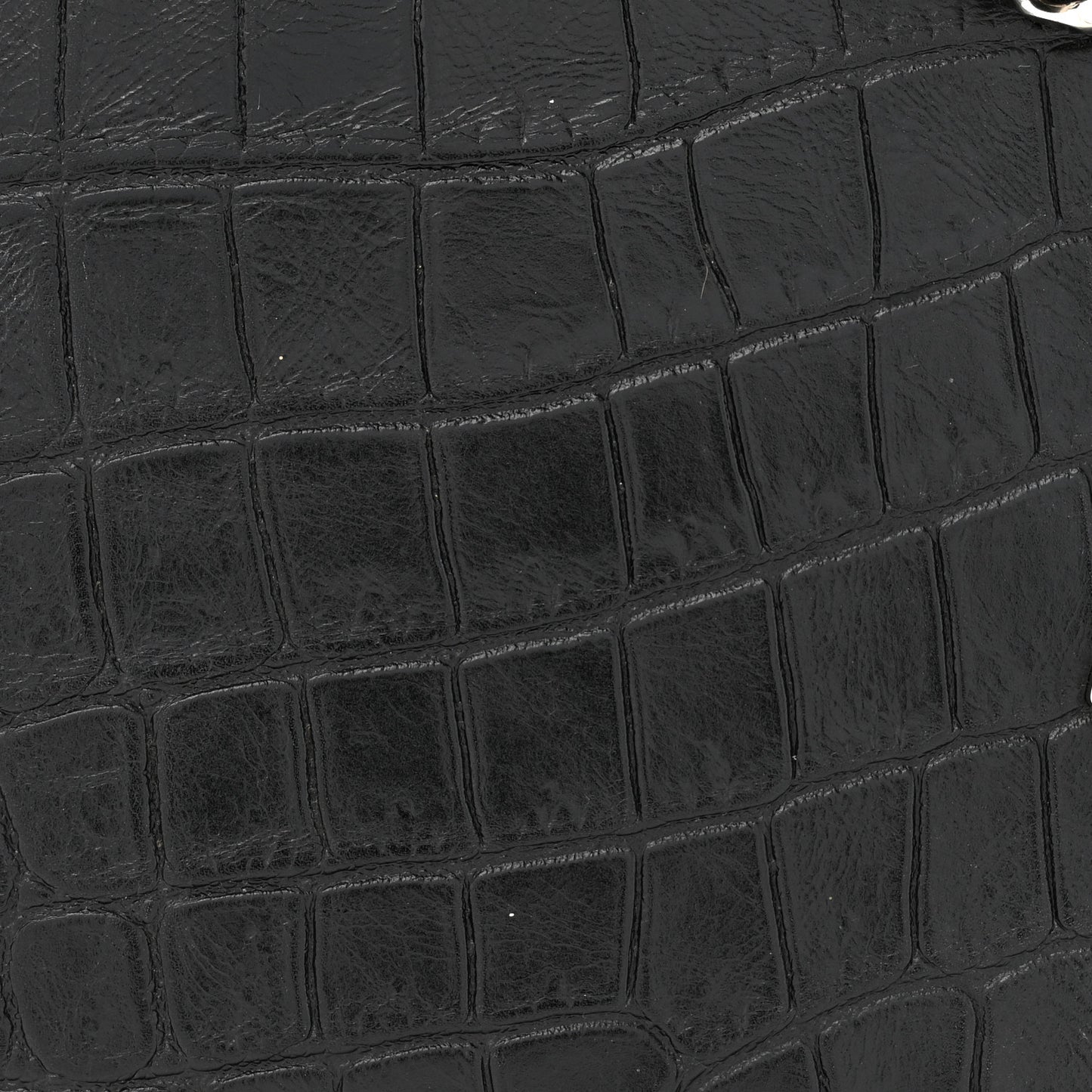 Calfskin Crocodile Embossed Monogram Chain Wallet Black