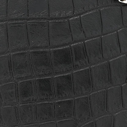 Saint Laurent Calfskin Crocodile Embossed Monogram Chain Wallet Black 7 of 9