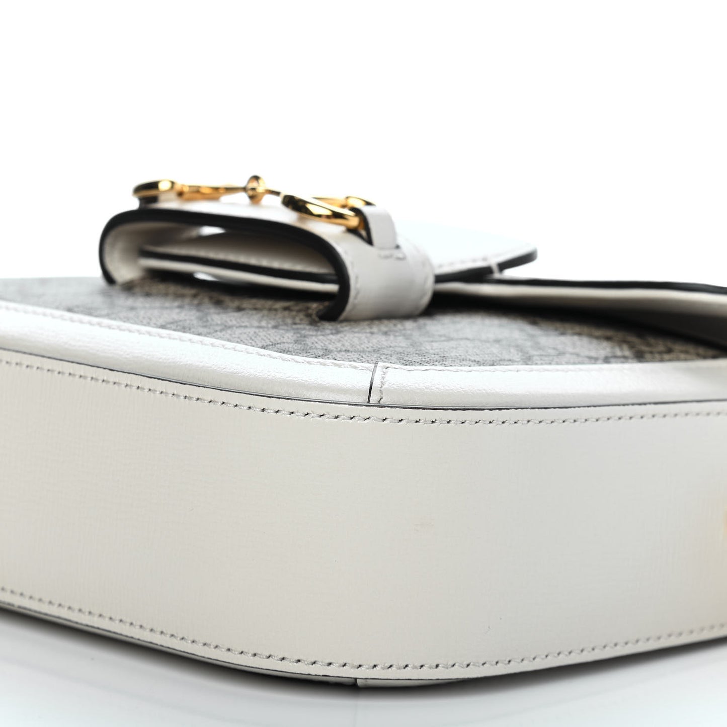 GG Supreme Monogram Web Mini Horsebit 1955 Shoulder Bag Beige Mystic White