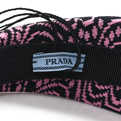 Prada Maglia Jacquard Metal Triangle Logo Headband Black Rosa 5 of 6