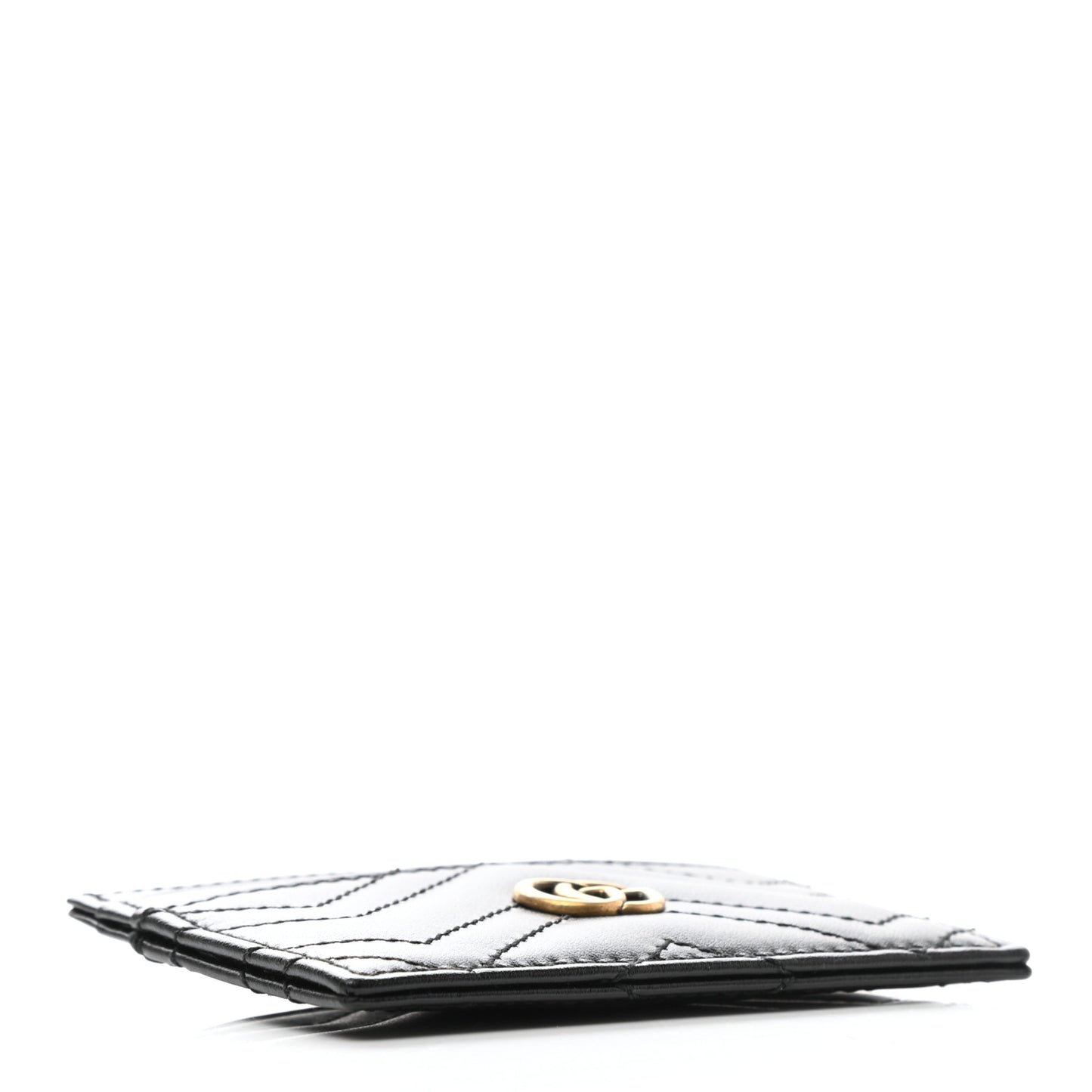Calfskin Matelasse GG Marmont Card Holder Black
