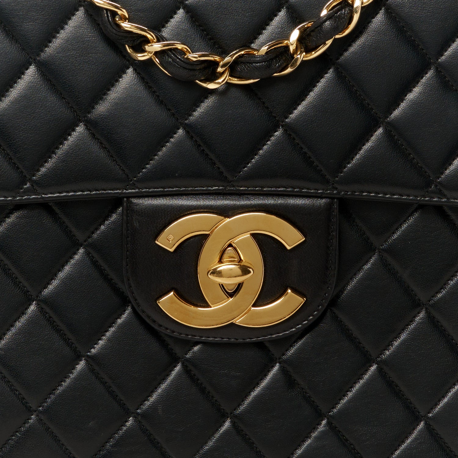 Chanel Lambskin Quilted XL Jumbo Single Flap Black 10 of 12