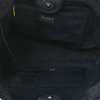 Chanel Denim Large Deauville Tote Blue Orange 5 of 11