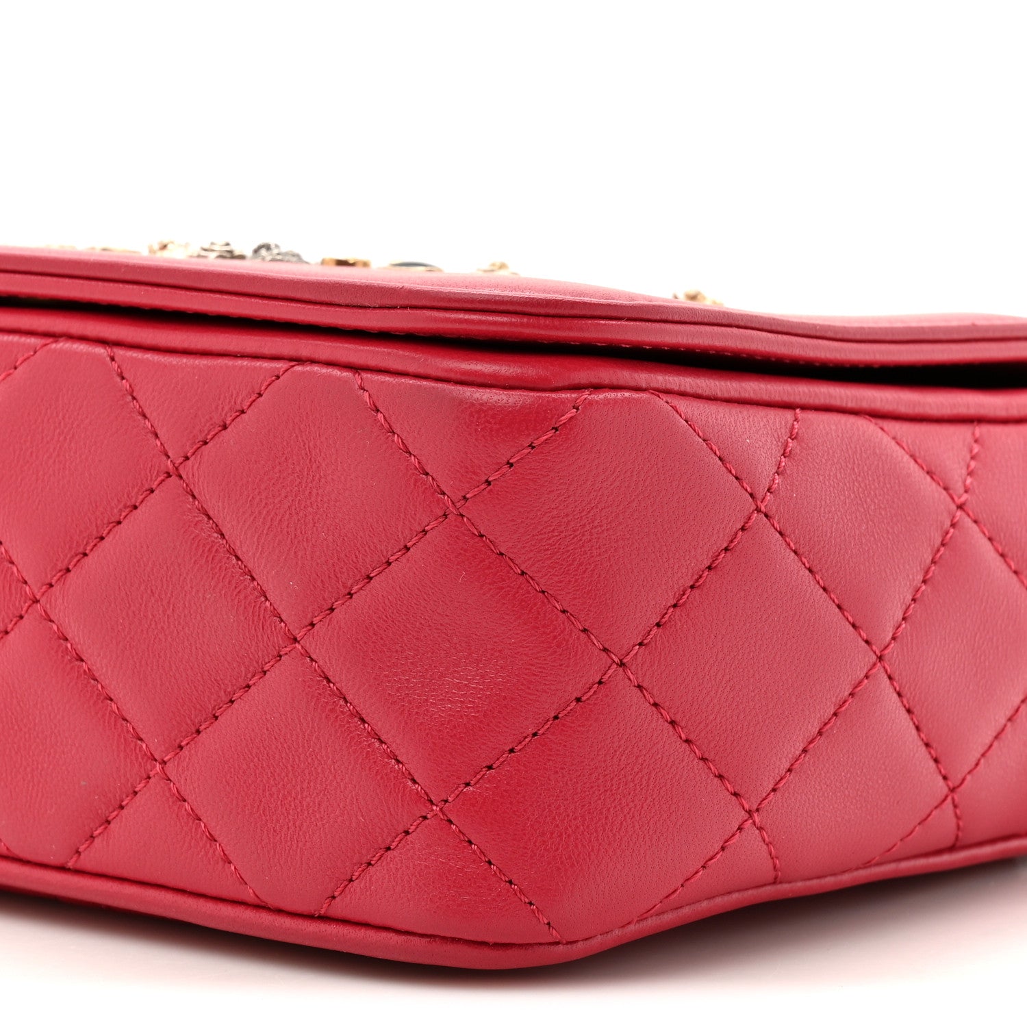 Chanel Lambskin Quilted Lucky Charms CC Crossbody Messenger Flap Red 9 of 11