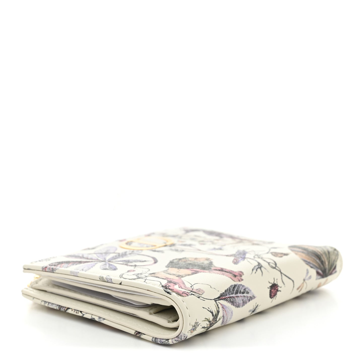 Calfskin Cabinet De Curiosites Print Caro XS Wallet White Multicolor