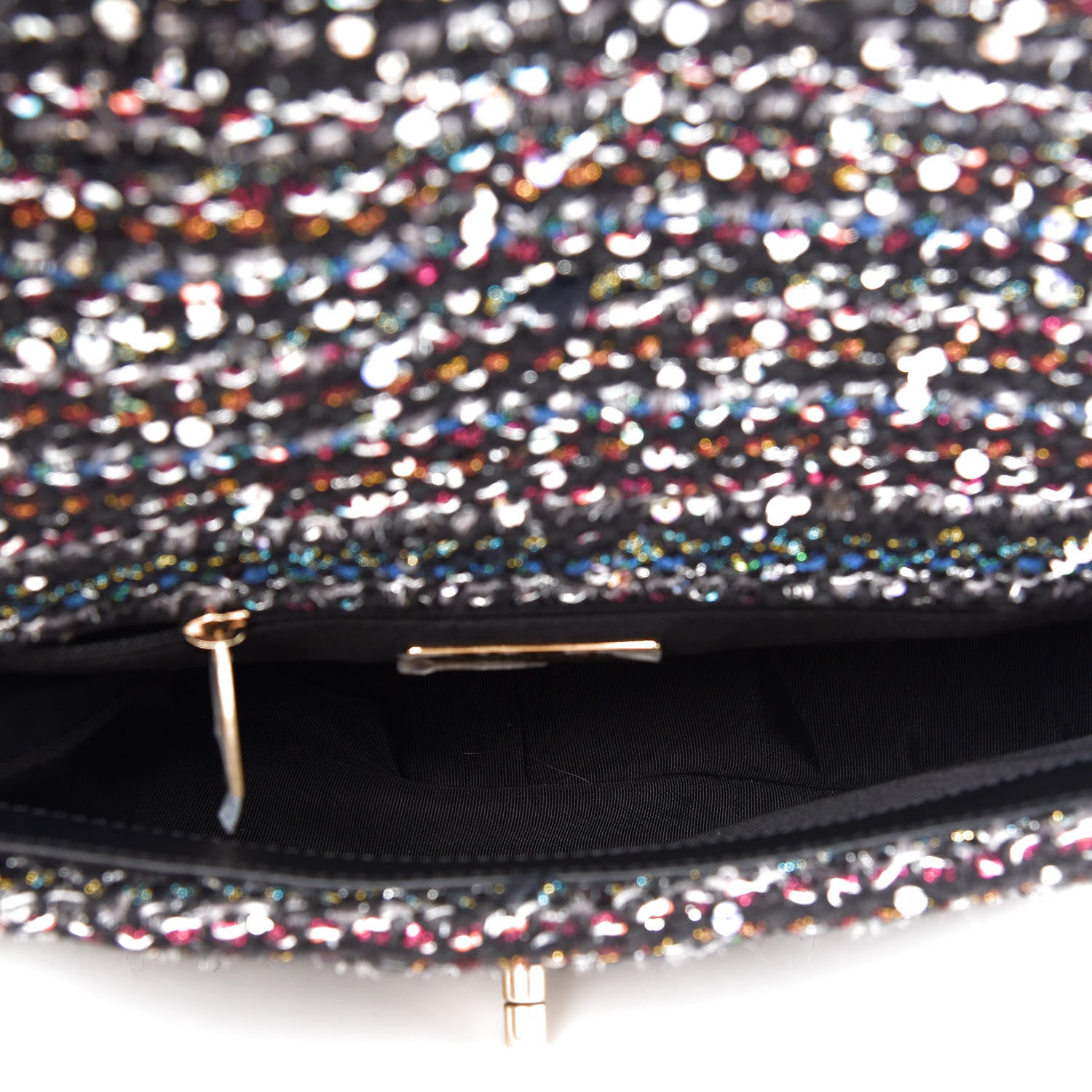 Chanel Tweed Sequin Quilted Medium Chanel 19 Flap Black Multicolor 5 of 9