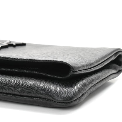 Saint Laurent Grain De Poudre West Hollywood Monogram Fold Over Clutch Black 8 of 8