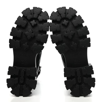 Prada Spazzolato Rois Re-Nylon Metal Triangle Logo Mens Monolith Pouch Pocket 60mm Combat Boots 7 Black 5 of 14