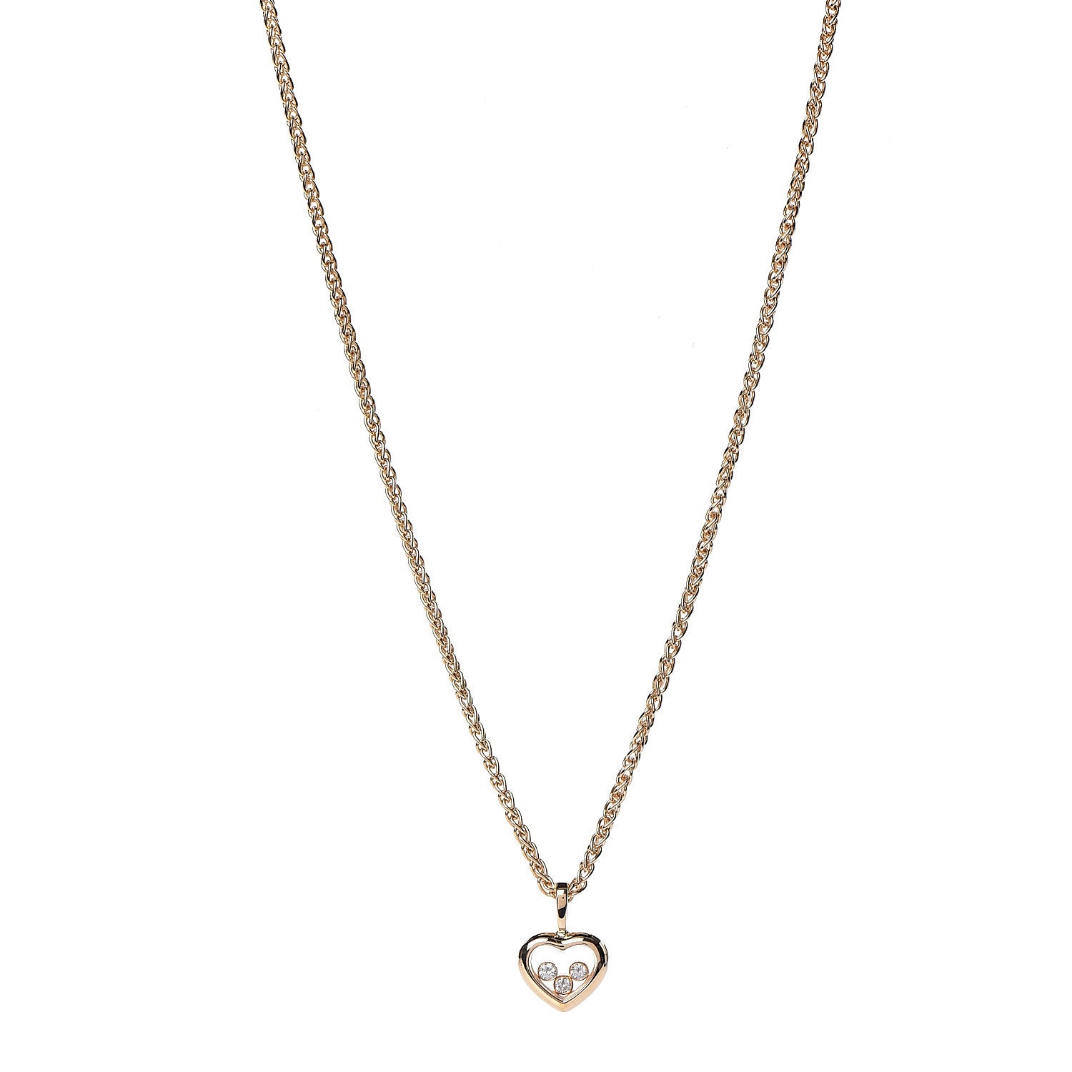 Chopard 18K Yellow Gold Happy Diamonds Icons Floating Heart Pendant Necklace 1 of 7