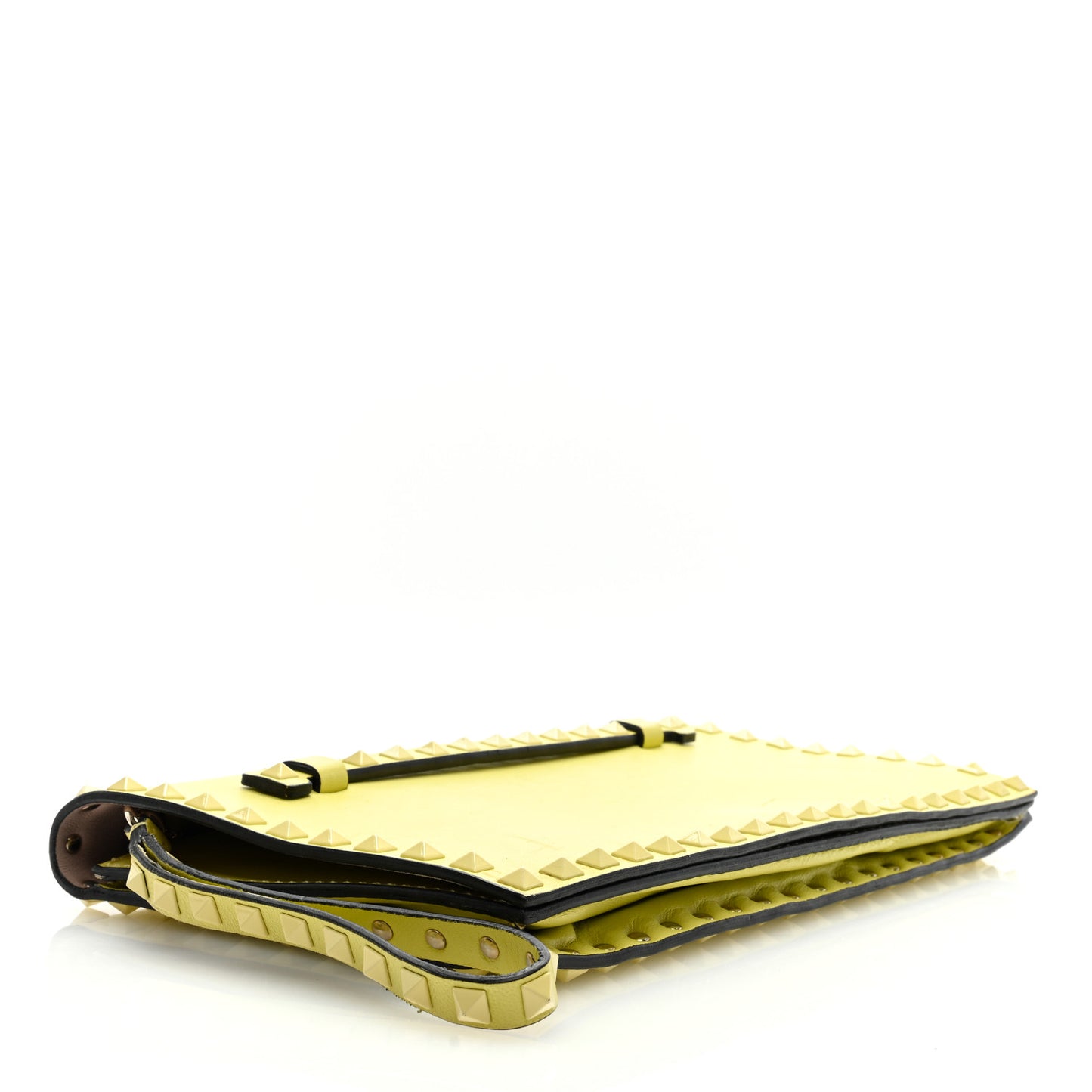 Nappa Monochrome Rockstud Wristlet Clutch Soft Yellow