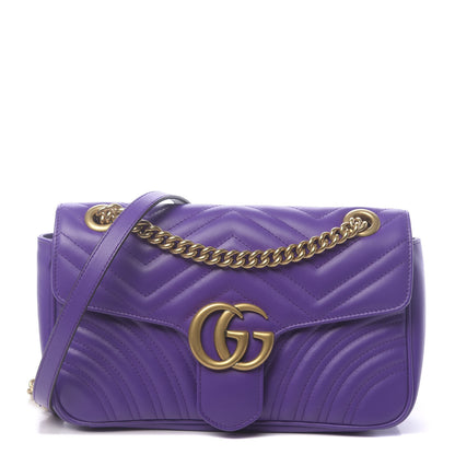 Gucci Calfskin Matelasse Small GG Marmont Shoulder Bag Shine Purple 1 of 10