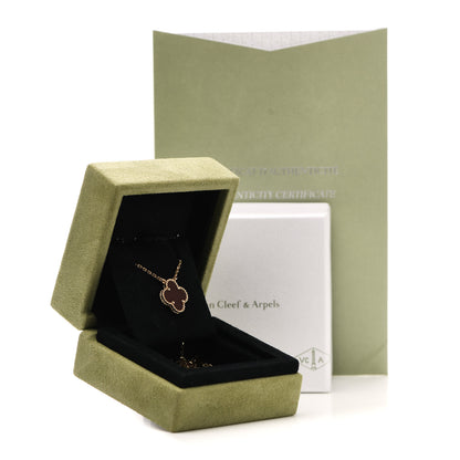 Van Cleef & Arpels 18K Yellow Gold Carnelian Vintage Alhambra Pendant Necklace 6 of 6