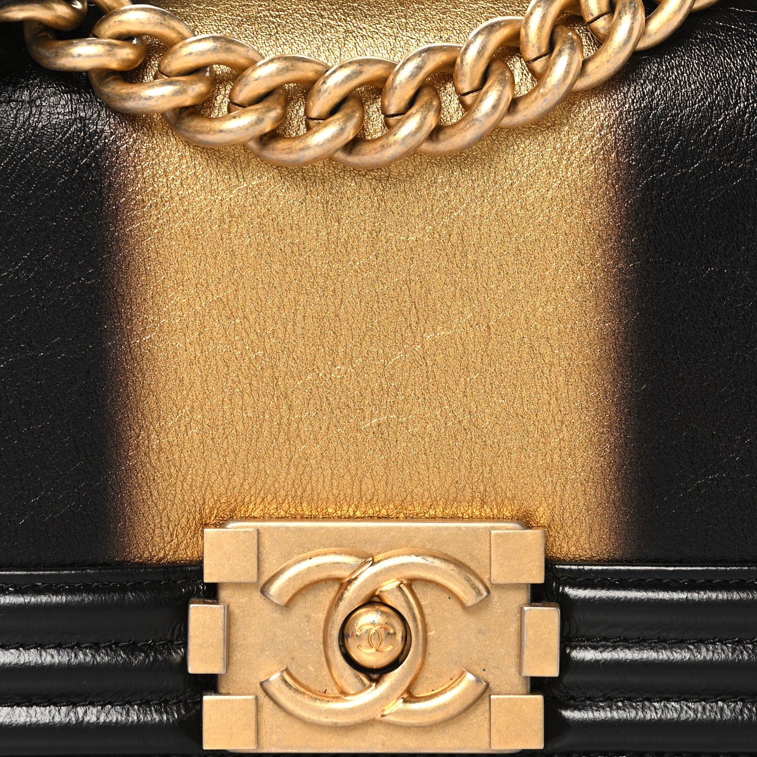 Chanel Metallic Glazed Calfskin Small Boy Flap Black Gold 8 of 10