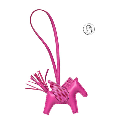 Hermes Milo Lambskin Lizard Touch Grigri Rodeo Pegase Horse Bag Charm PM Rose Poupre 2 of 4