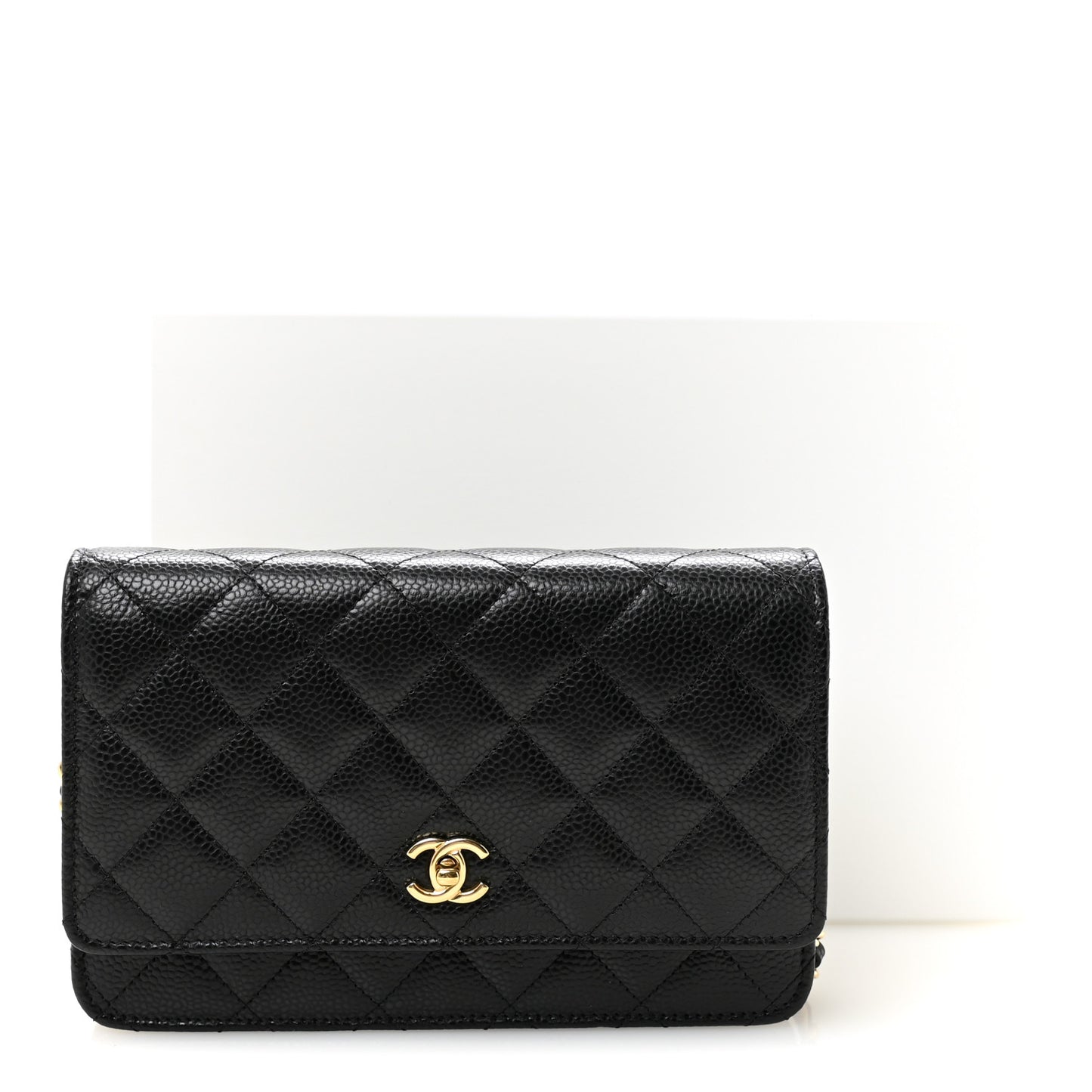 Caviar Quilted CC Turnlock Wallet On Chain WOC Black