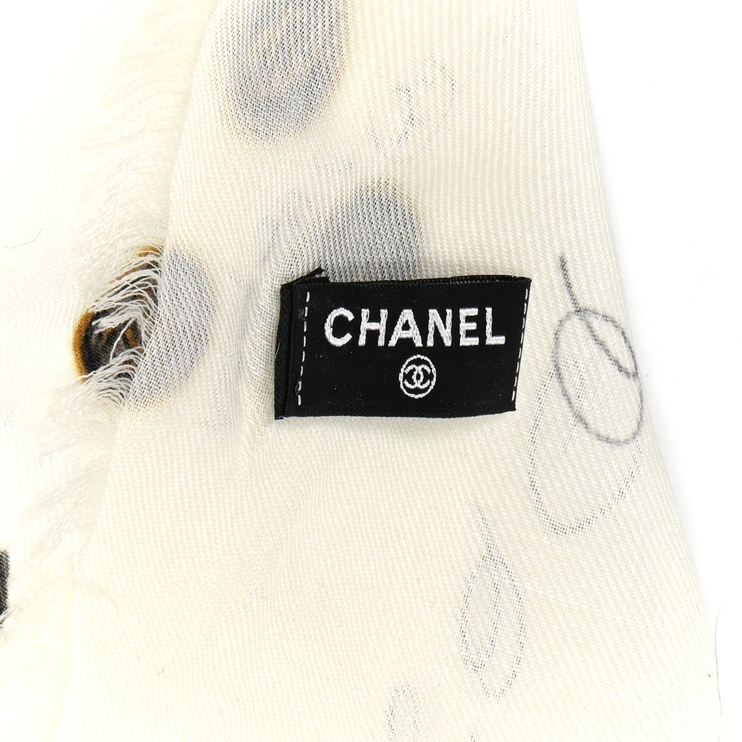 Chanel Cashmere Logo Icon Shawl Ivory Multicolor 3 of 3