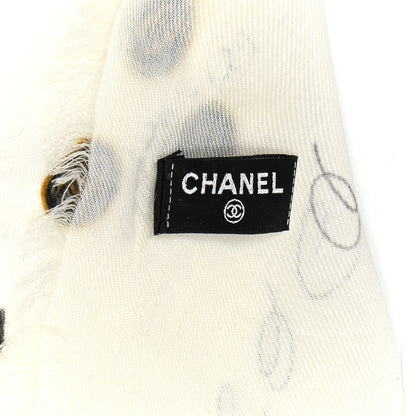 Chanel Cashmere Logo Icon Shawl Ivory Multicolor 3 of 3