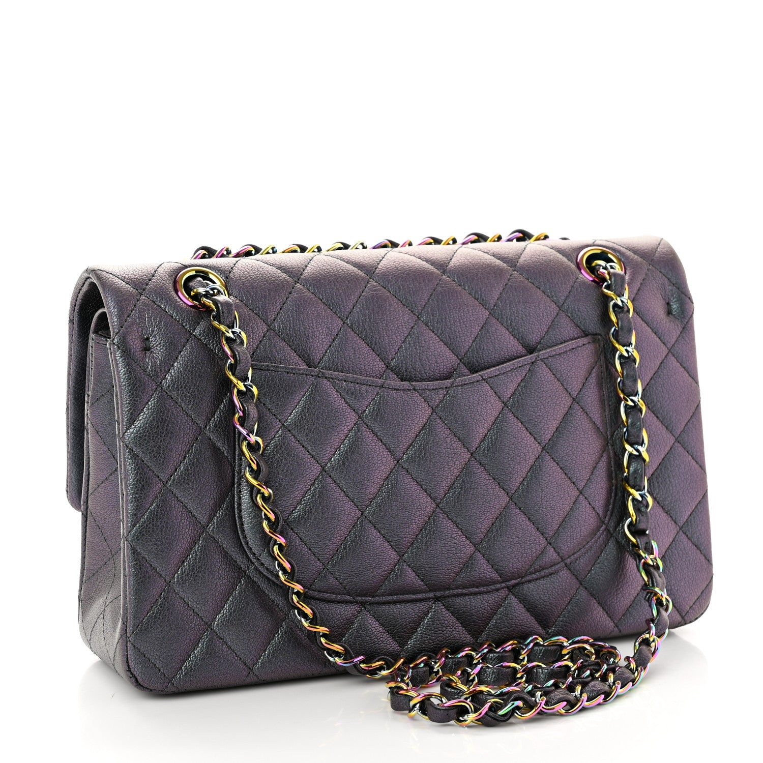 Chanel Iridescent Goatskin Quilted Medium Double Flap Purple 3 of 11