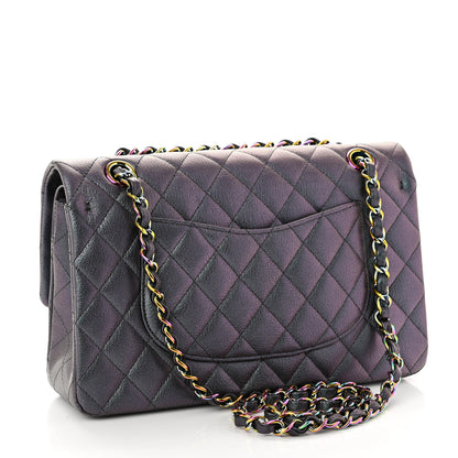 Chanel Iridescent Goatskin Quilted Medium Double Flap Purple 3 of 11