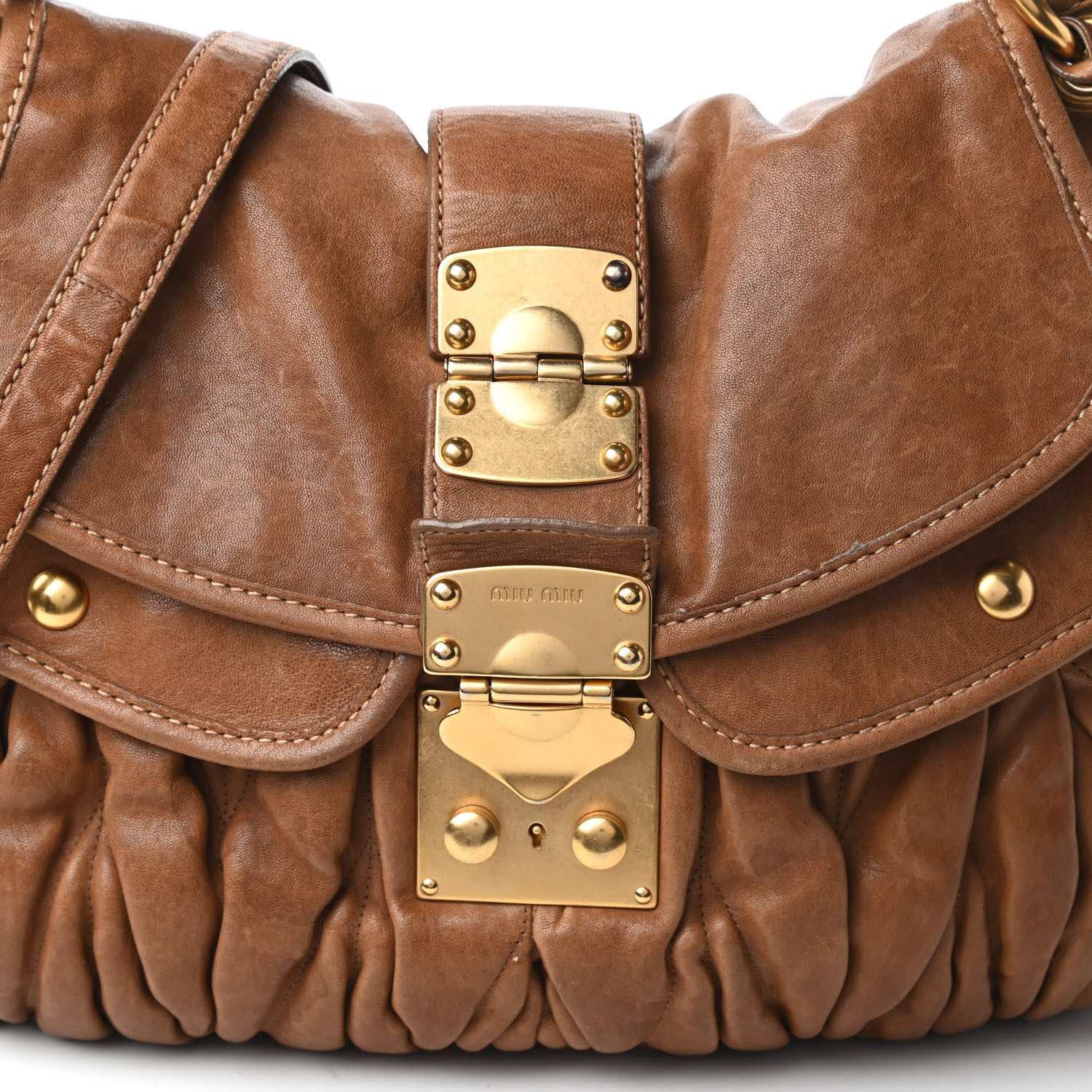 Miu Miu Nappa Matelasse Coffer Hobo Cammello 9 of 11