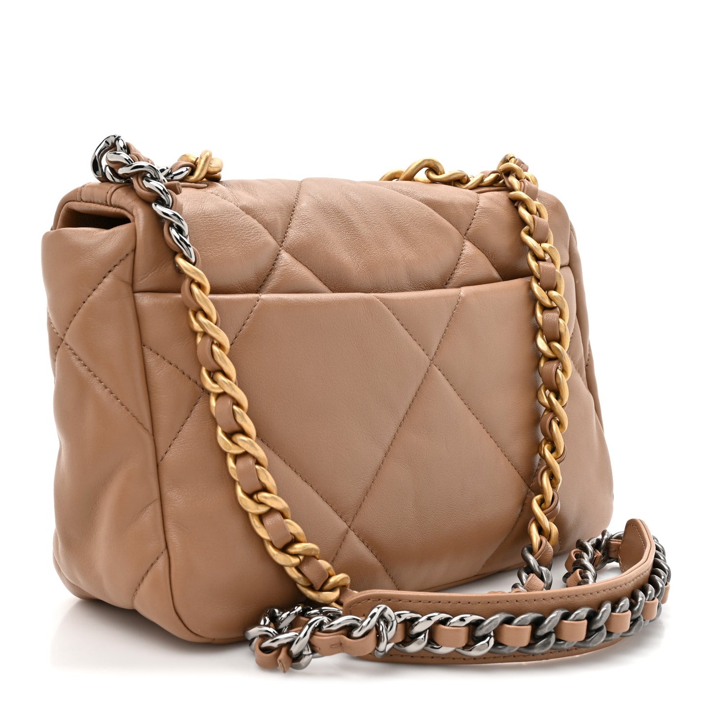 Lambskin Quilted Medium Chanel 19 Flap Beige