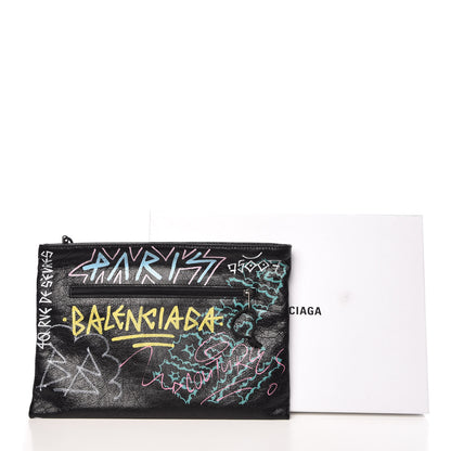 Balenciaga Agneau Arena Graffiti All Over Explorer Pouch Black Multicolor 8 of 8