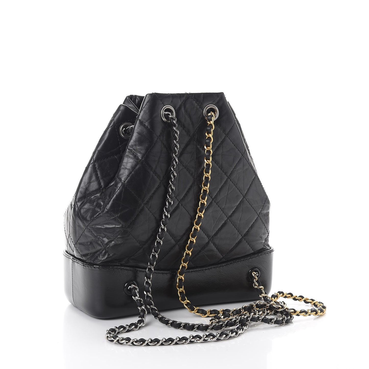 Aged Calfskin Quilted Gabrielle Backpack Black