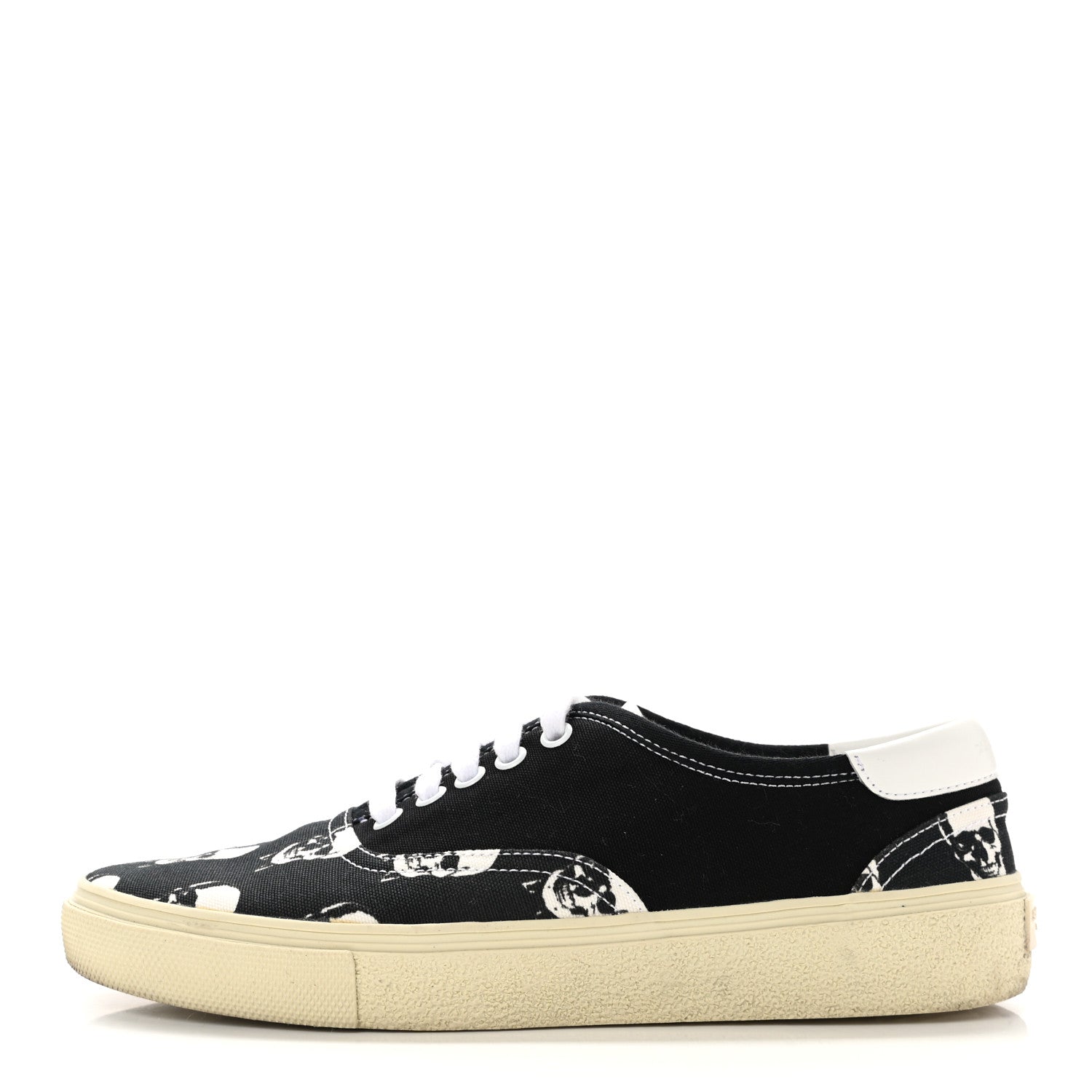 Saint Laurent Canvas Skull Print Skate Sneakers 40 Black White 1 of 12