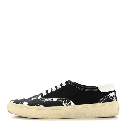 Saint Laurent Canvas Skull Print Skate Sneakers 40 Black White 1 of 12