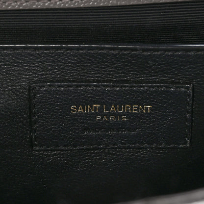 Saint Laurent Grain De Poudre Textured Mixed Matelasse Medium Triquilt Monogram Satchel Fog 6 of 11