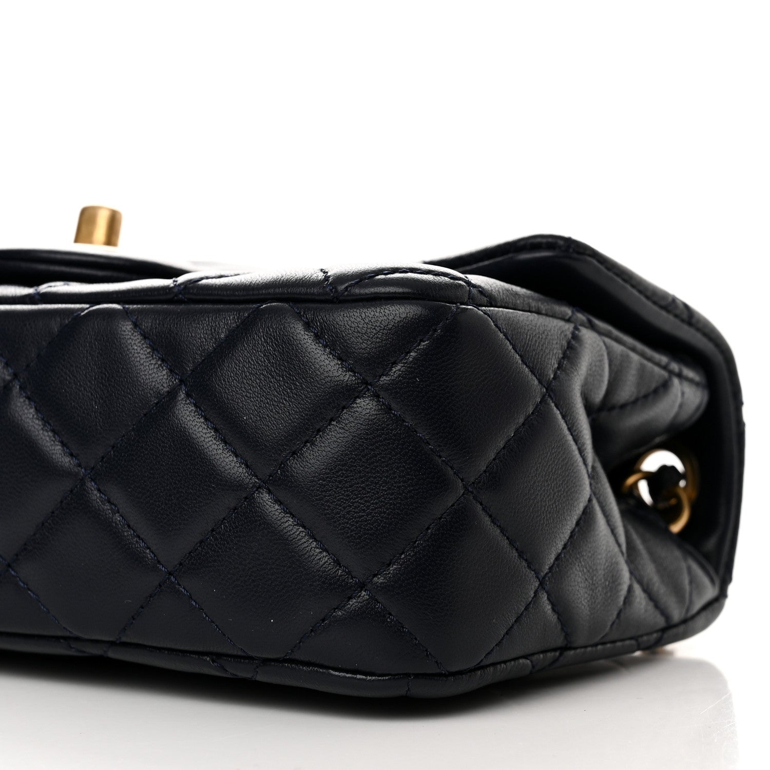 Chanel Lambskin Quilted Mini Pearl Crush Rectangular Flap Navy Blue 10 of 11