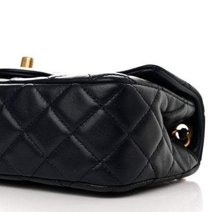 Chanel Lambskin Quilted Mini Pearl Crush Rectangular Flap Navy Blue 10 of 11