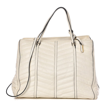 Valentino Garavani Lambskin Chevron Quilted Shopping Tote Ivory 1 of 13