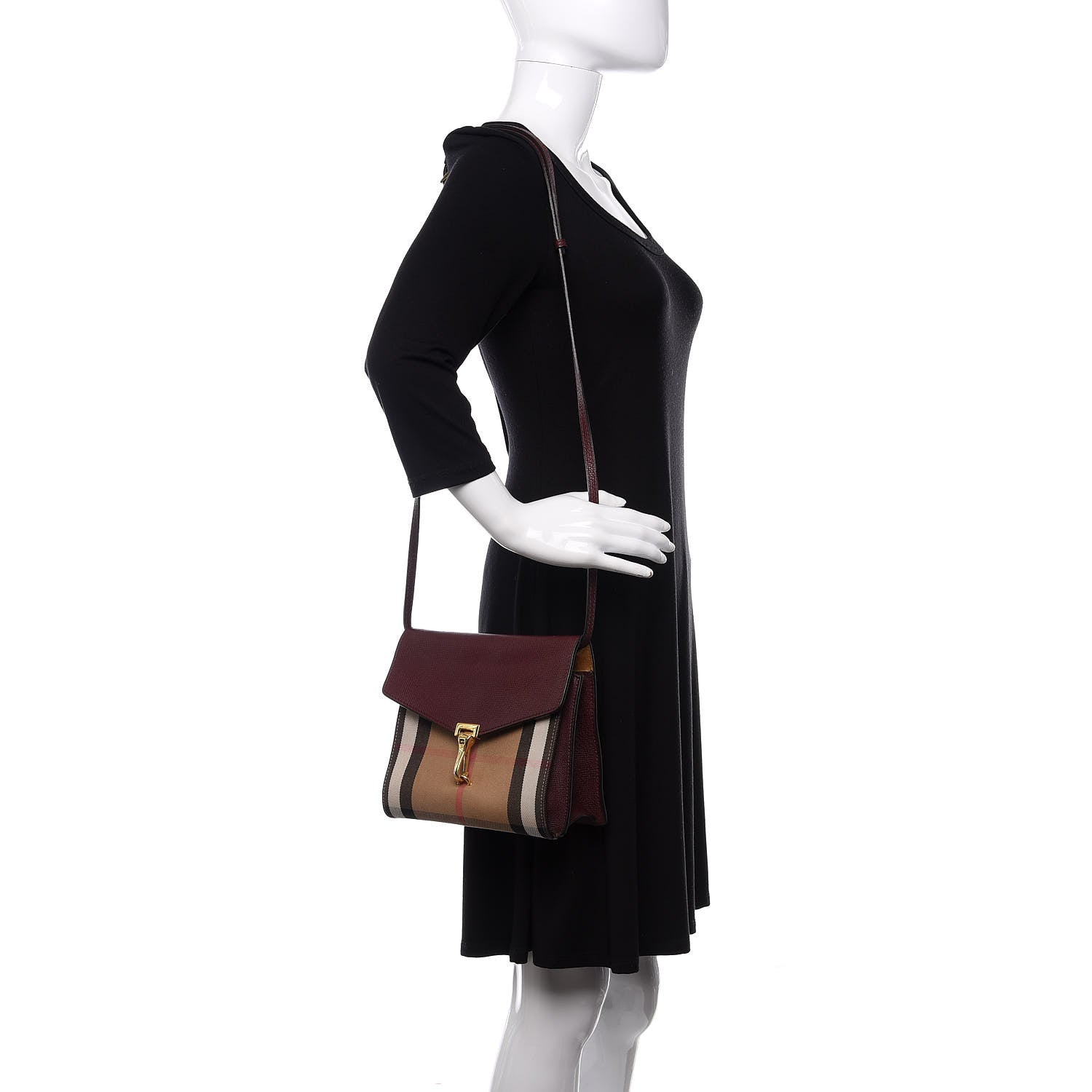 Burberry Derby Calfskin House Check Small Macken Crossbody Bag Mahogany Red 2 of 11