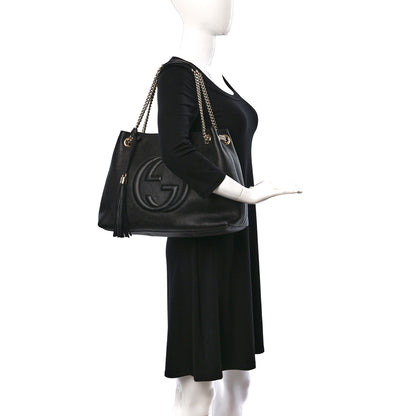 Gucci Pebbled Calfskin Medium Soho Chain Shoulder Bag Black 2 of 14