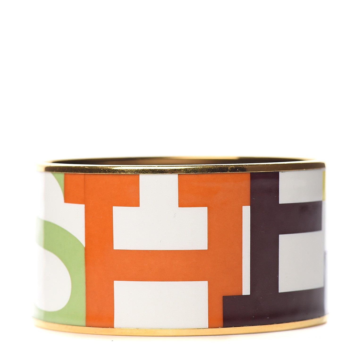 Hermes Enamel Printed Extra Wide Capitales Bracelet 70 1 of 4