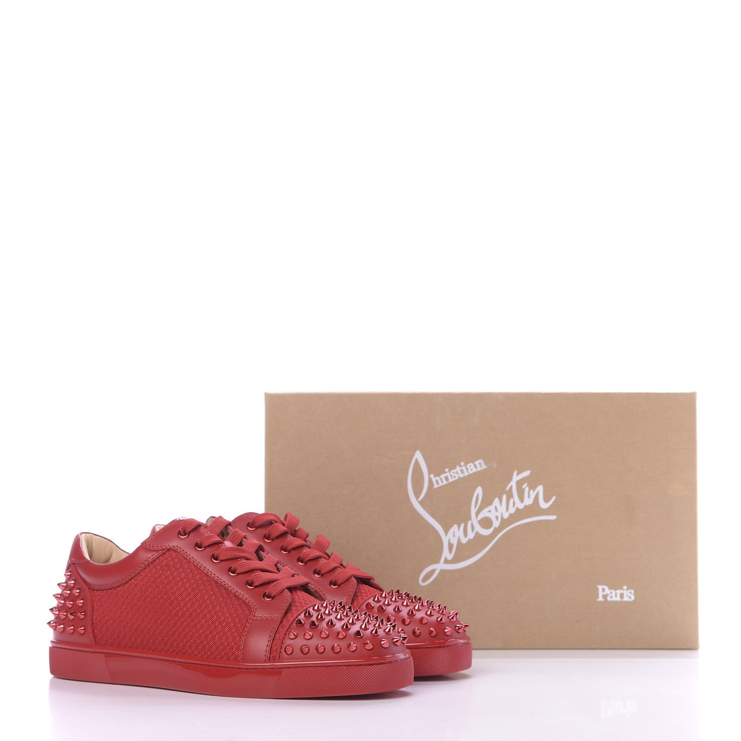 Christian Louboutin Calfskin Mesh Mens Seavaste 2 Flat Sneakers 44 Loubi Red 12 of 12
