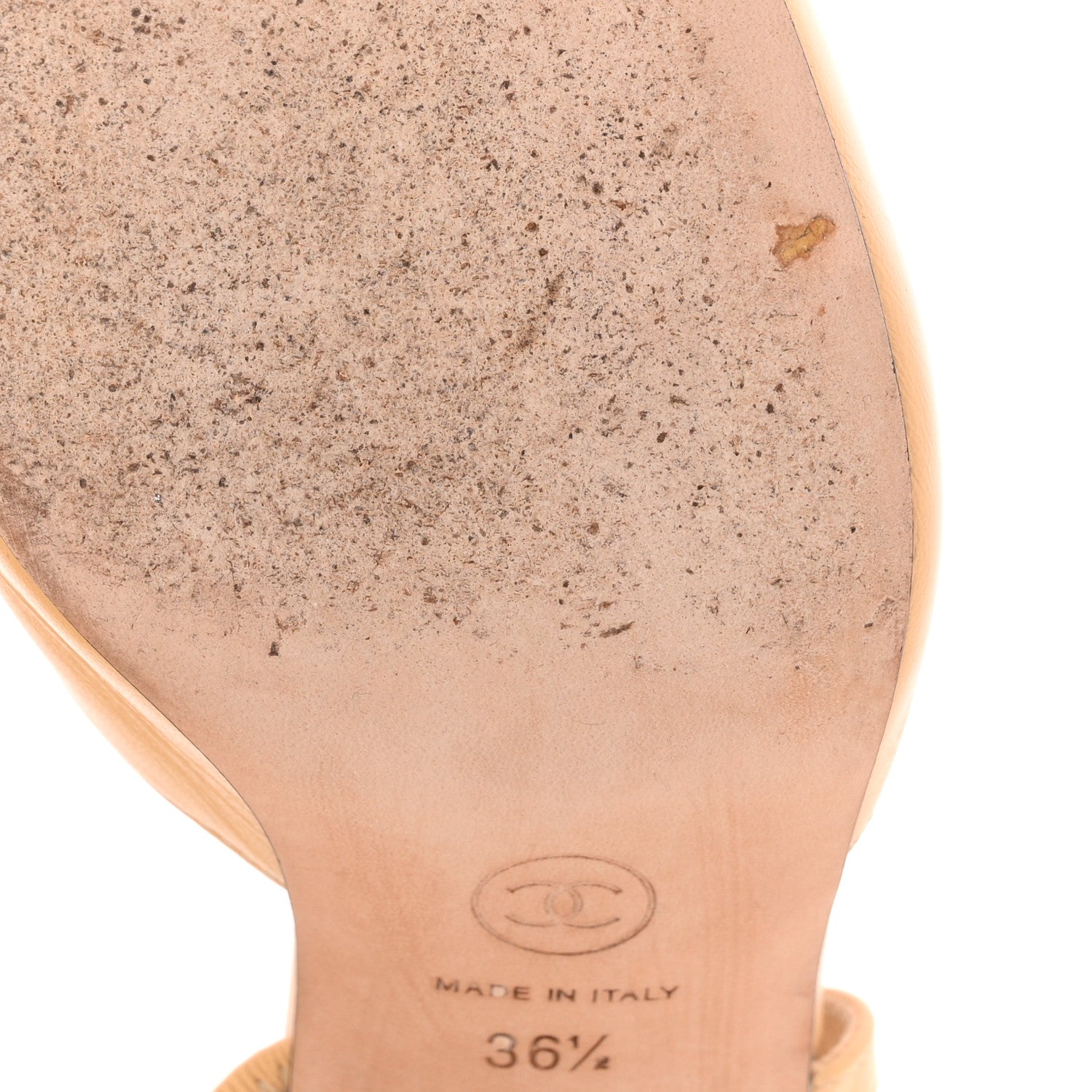 Chanel Goatskin Grosgrain Cap Toe CC Slingback Pumps 36.5 Beige Black 10 of 13