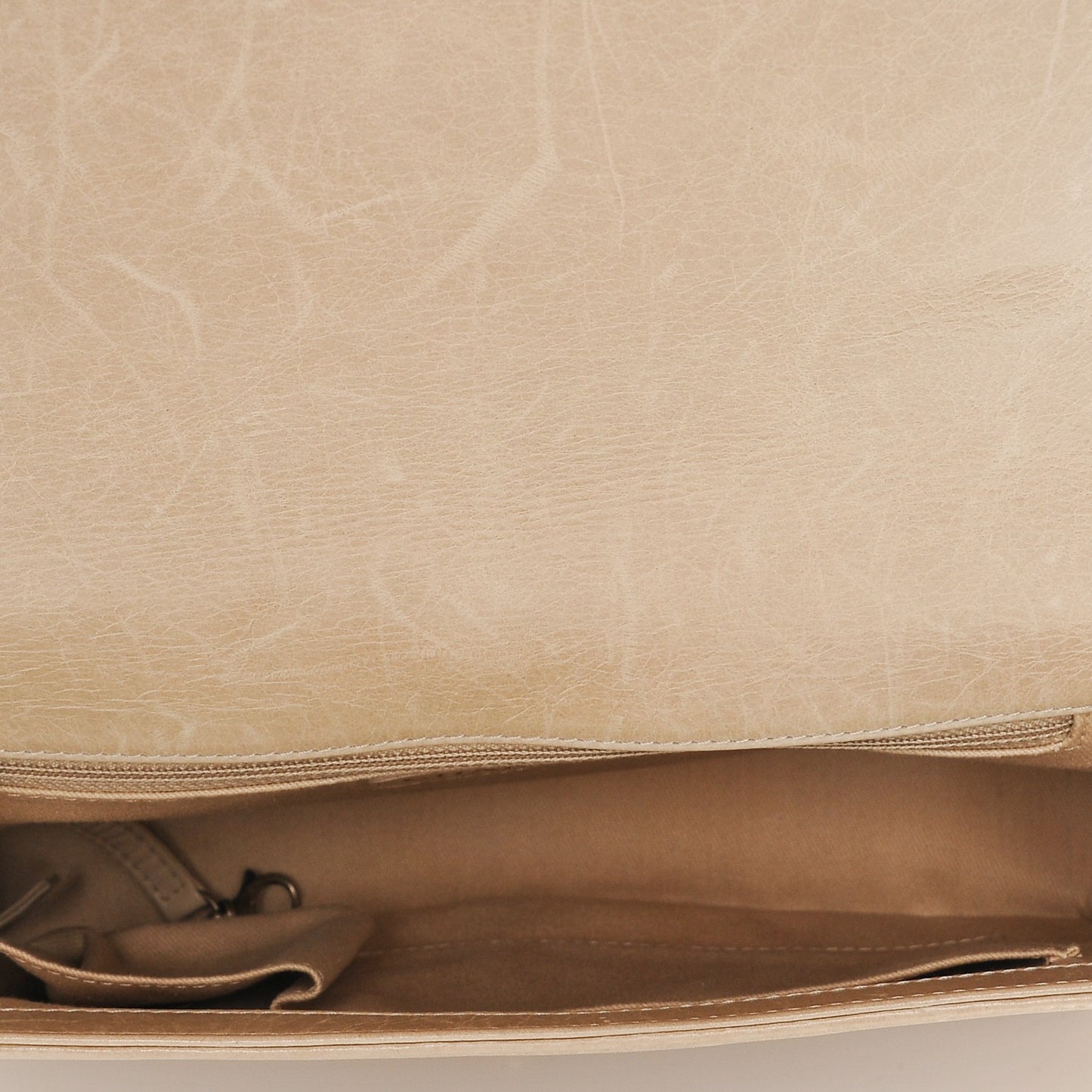 Glazed Calfskin Quilted Large Boy Flap Beige