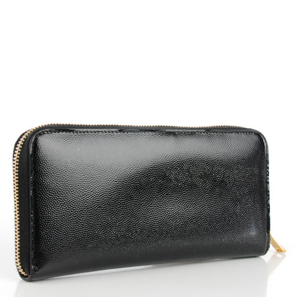 Saint Laurent Patent Grain De Poudre Classic Letters Zip Around Wallet Black 3 of 6