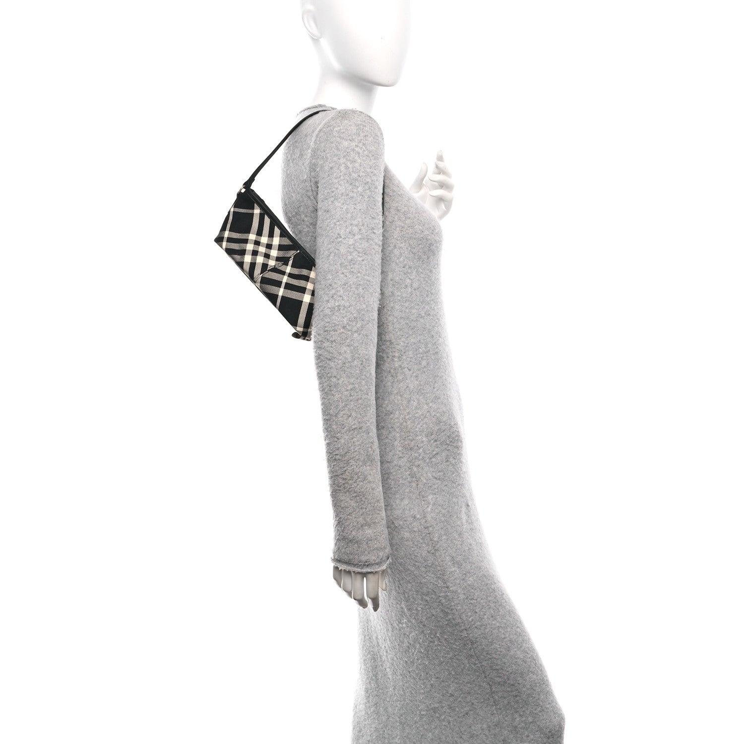 Burberry Essential Check Simple Zip Baguette Black Calico 3 of 10