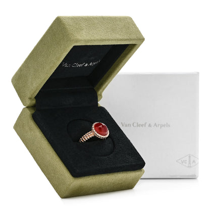 Van Cleef & Arpels 18K Rose Gold Carnelian Perlee Couleurs Ring 52 6 6 of 6