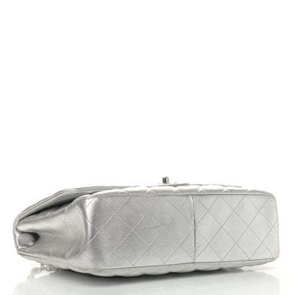 Chanel Metallic Lambskin Quilted Jumbo Single Flap Silver 3 of 17