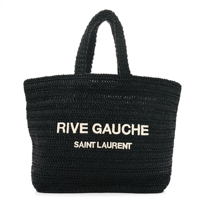 Saint Laurent Raffia Rive Gauche Tote Black 1 of 12