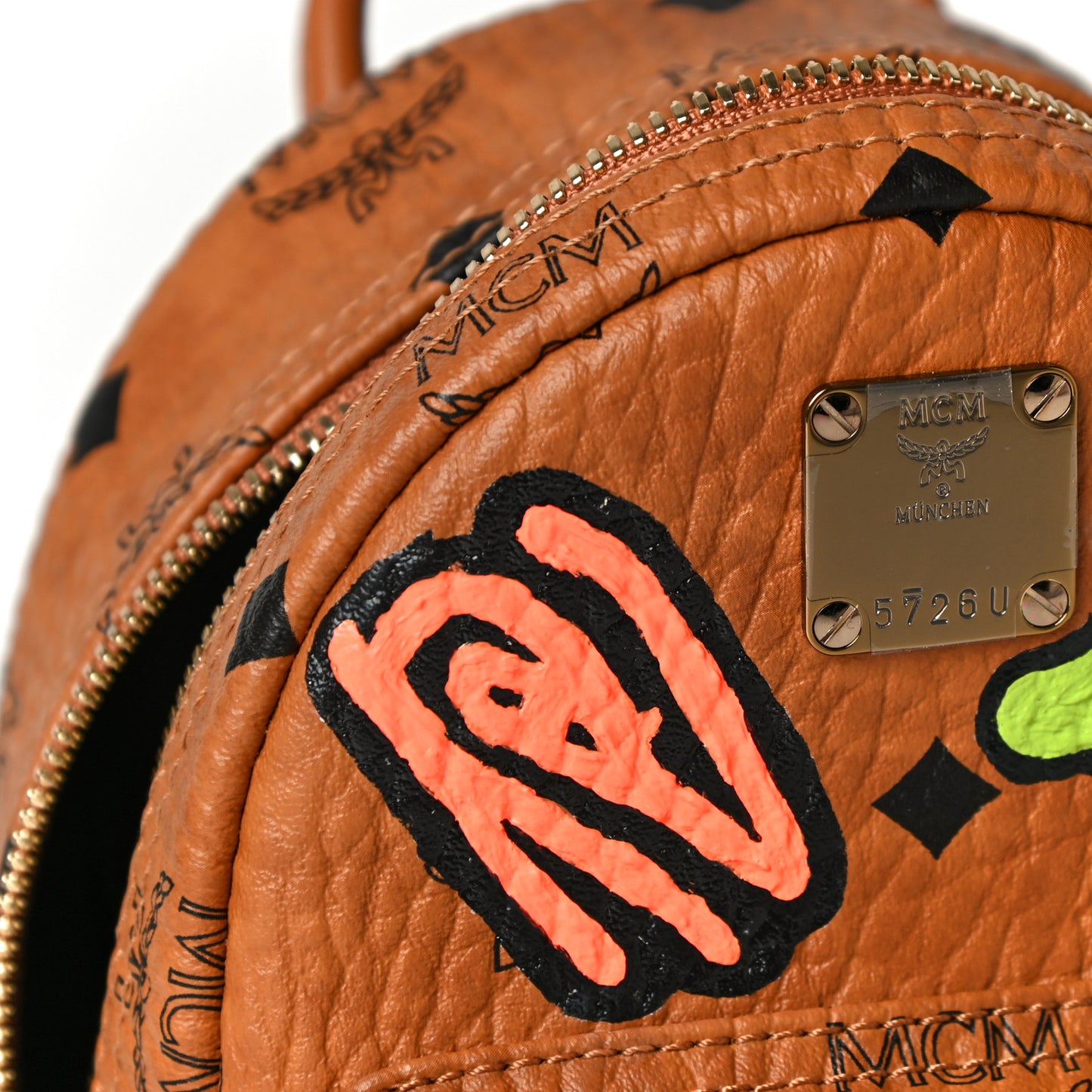 Visetos Side Stud Graffiti X-Mini Stark Backpack Cognac