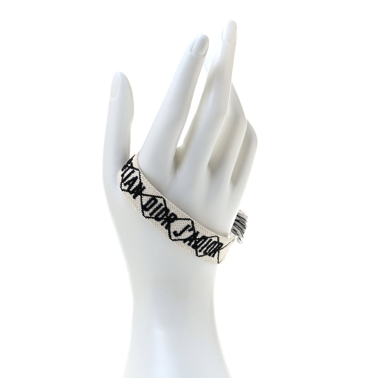 Woven Cotton J'Adior Friendship Bracelet White Black