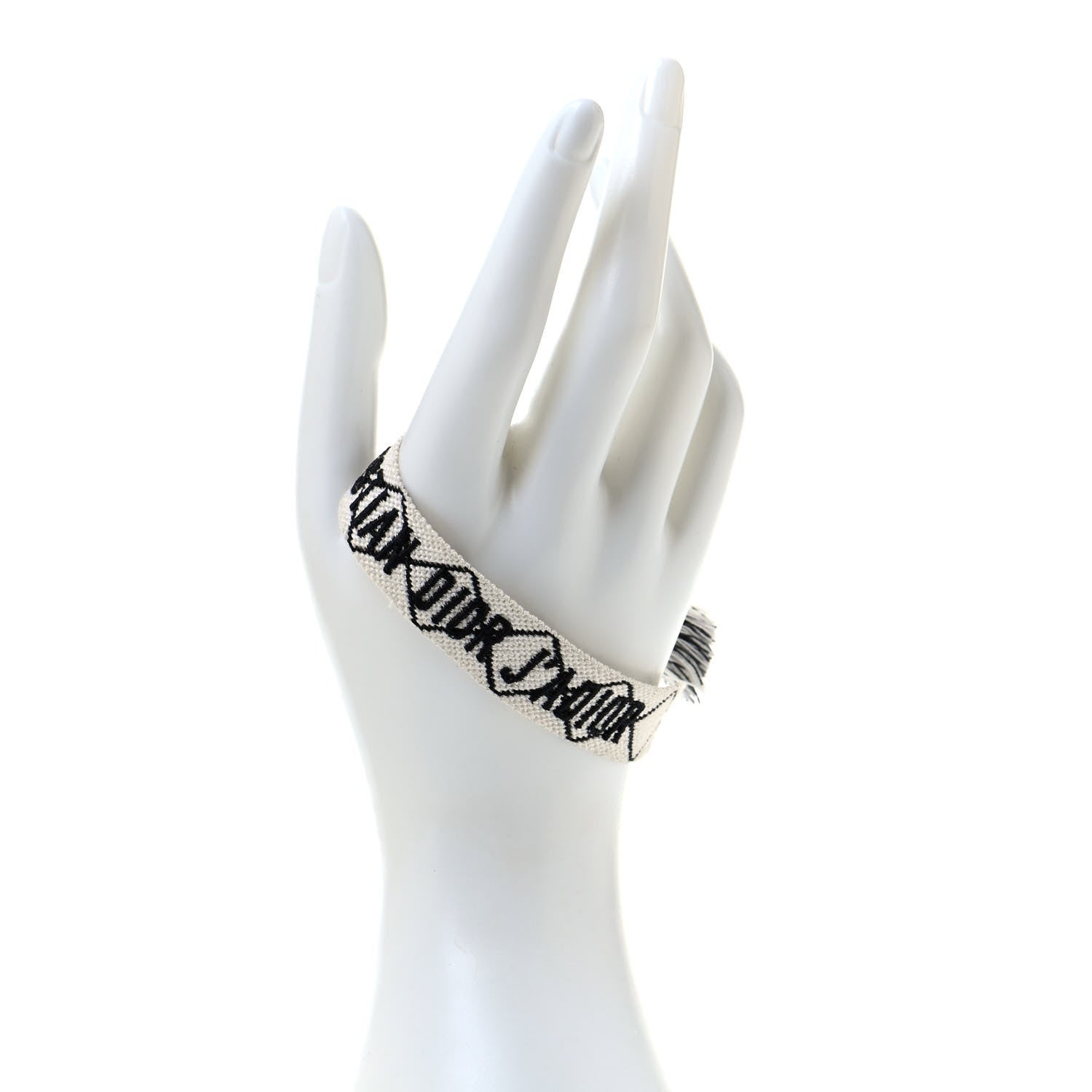 Christian Dior Woven Cotton J'Adior Friendship Bracelet White Black 2 of 4
