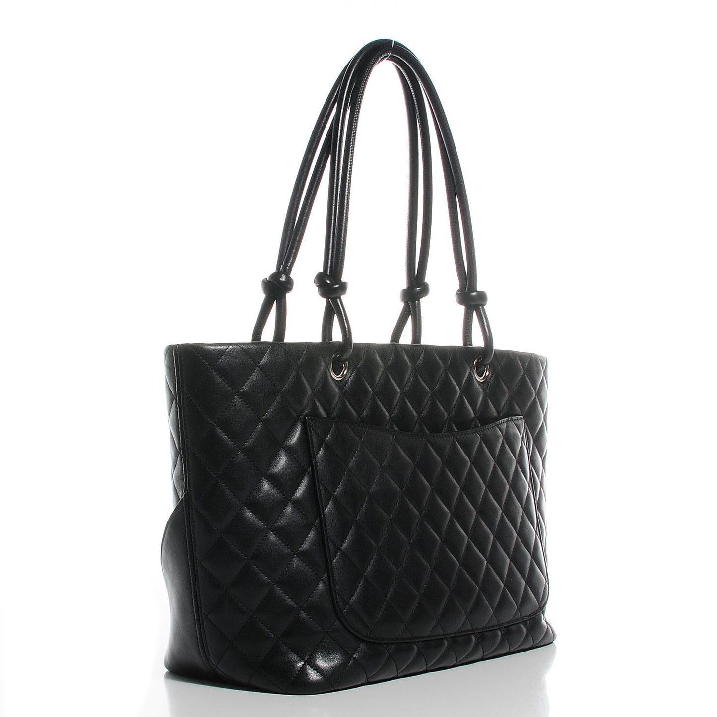 Calfskin Quilted Large Cambon Tote Black